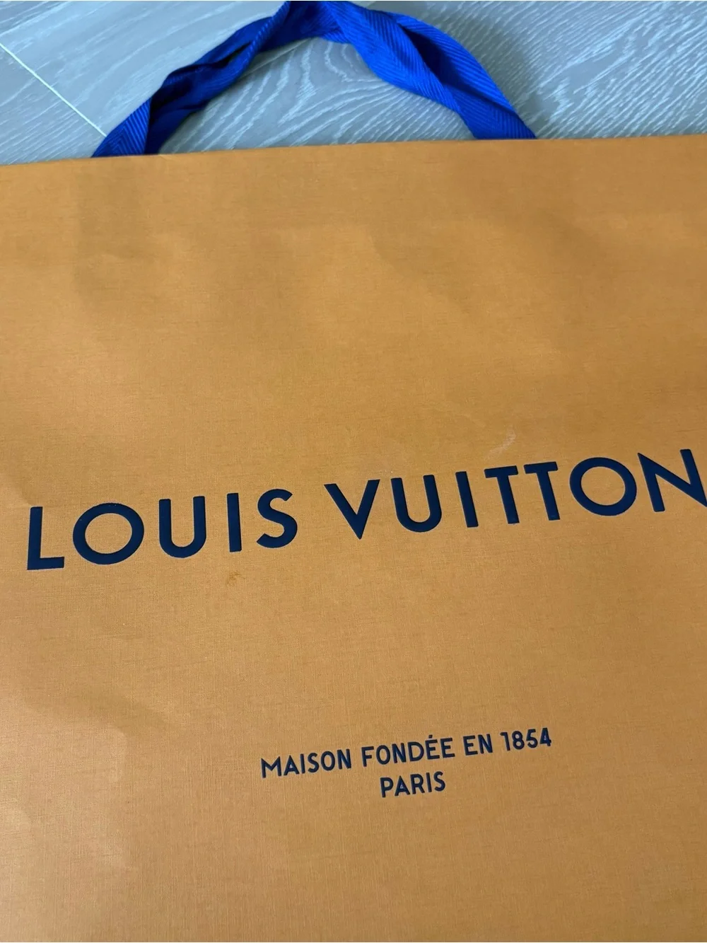 Louis Vuitton Large Shopping Bag with Blue Handles